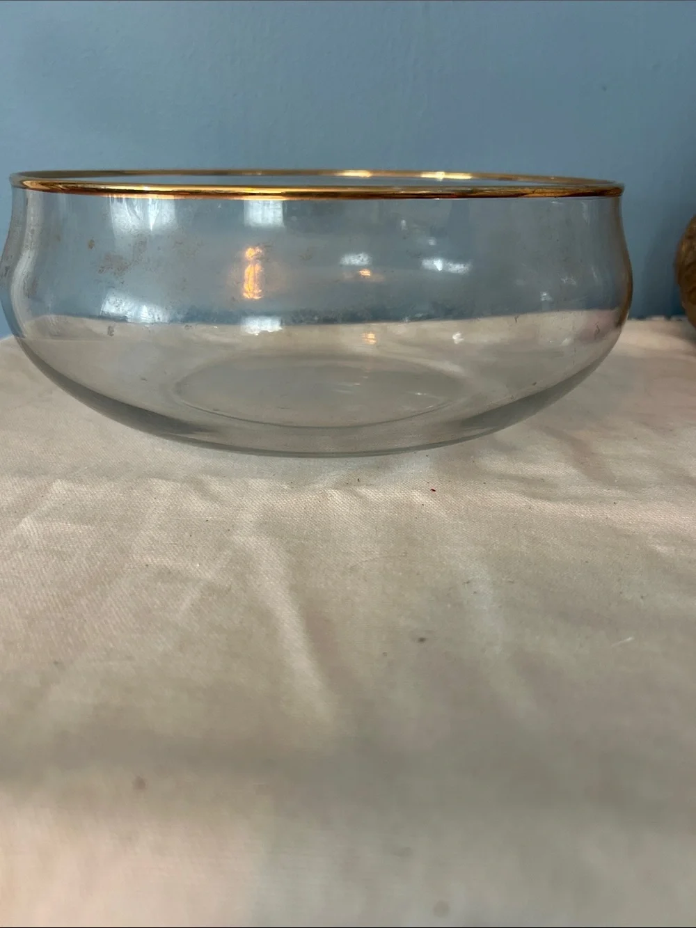 3.5x9” Crystal Bowl with Gold Rim - Elegant Home Accent